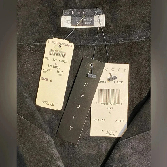 theory Snap-front Black Suede Skirt with topstitching, size 6, NWT - Picture 4 of 9